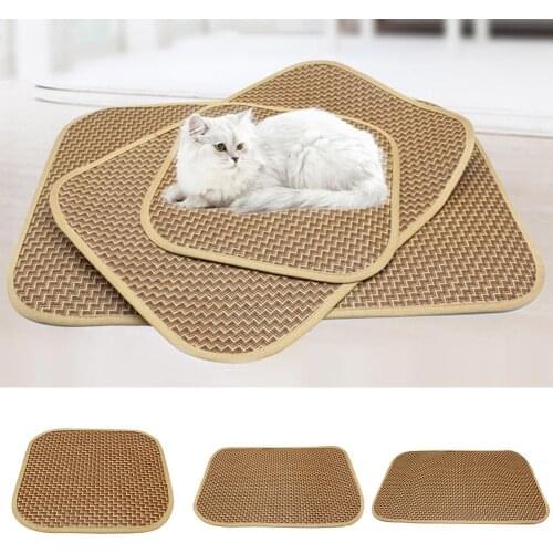 Pet Cat Dog Bed Mat Summer Cooling Sleeping Pad Comfortable Straw Bamboo Cushion Cute