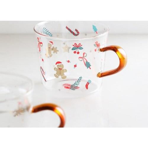 Creative borosilicate Christmas glass mug large capacity office drinking cup