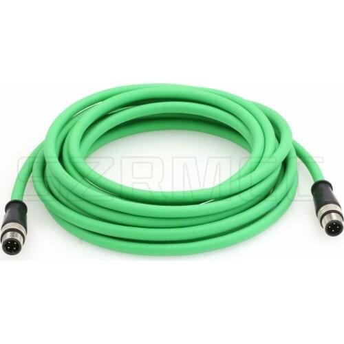 M12 4 Pin D-Code Male to Male High Flex Industrial Machine Vision Camera Shielded Cable