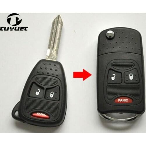 Modified Case Uncut Blade Flip Folding Key Shell For Chrysler PT Cruiser Dodge Nitro Caliber 2+1 3 Small Buttons
