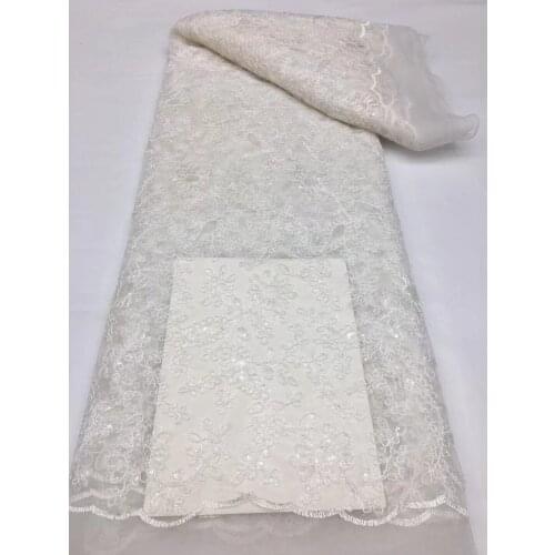 Nigerian Lace Fabric French Net Lace Fabric African Lace Fabric 2021 High Quality Lace Fabric white 5 Yards For Party Dress