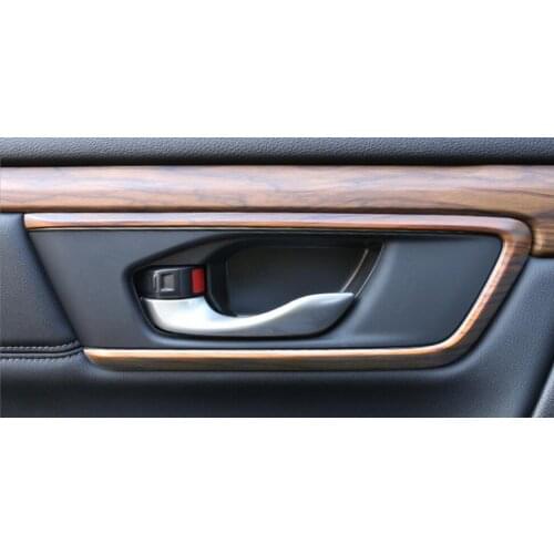 One Set Wood Chrome For Honda CRV 2017 Car Interior Door Handle Cover Trims Car Styling Accessories