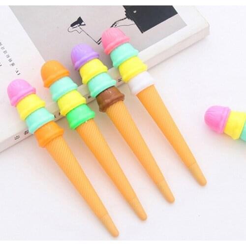 Wholesale 50pcs kawaii gel ink pen cute colorful ice cream pens for school office students writing korean stationary supplies