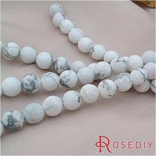 Wholesale Diameter 6mm Round Natural White Turquoise Stone Howlite Beads Diy Jewelry Findings Roughly 60 pieces(JM6746)