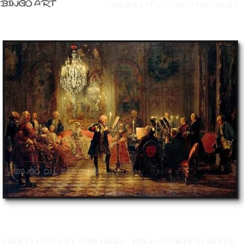Excellent Artist Hand-painted High Quality Ballroom Concert Oil Painting on Canvas Luxury Classical Europe Concert Oil Painting