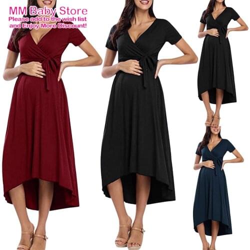 Nursing Dress Top Breastfeeding V Collar Dress Long Sleeve Pregnant Women Spring Summer For Feeding Maternity Pregnancy Clothes