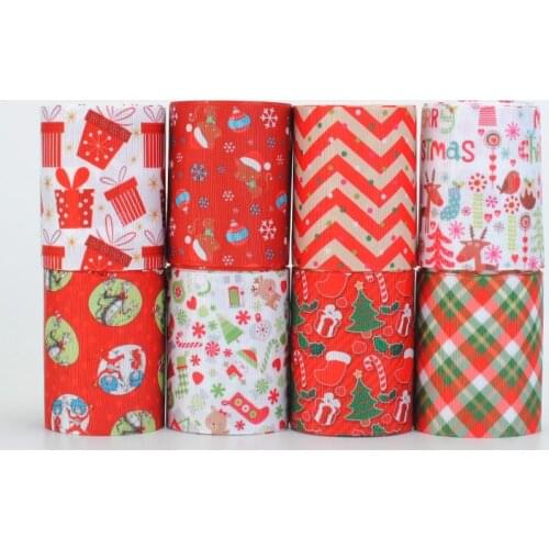 Design Random set 5/10yards 3'' 75mm Merry Christmas printed grosgrain ribbon,5style/1y.5style/2yds