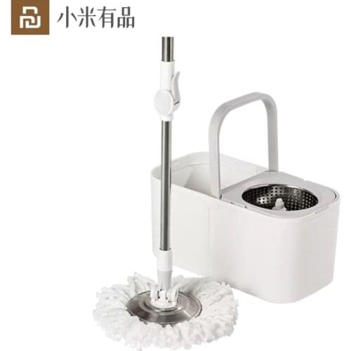 Youpin QUANGE Round Lazy Mop 360° Rotating Hand pressing Spin Sewage Separation Wring Mop With Bucket For Home Kitchen Cleaner