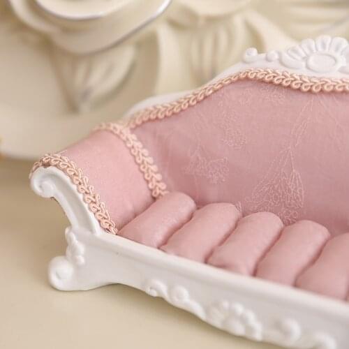 Resin Pink Sofa Shape Stand Ring Earring Stud Jewelry Ring Storage Storage