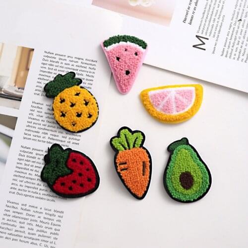 Cute Cartoon Fruit Hair Accessories Ins Style Embroidery Cloth Stickers Kawaii BB Clip For Childrens Jewelry Hairpin Decoration