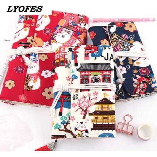 6 Ring Binder Cloth Cover Diary A6 Notebooks and Journals Pocket Notepad School Supplies Cute Kawaii Notebook Offce Accessories