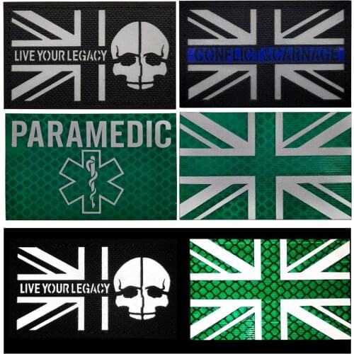 UK Skull IR Patch Military Armband Badge Sticker Applique Embellishment Live Your Legacy Paramedic Tactical Decorative Patches