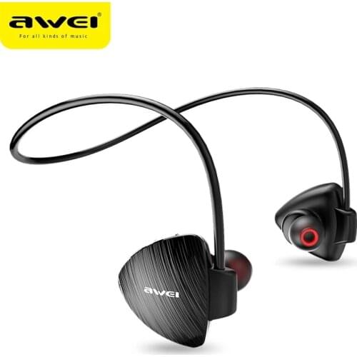 AWEI IPX4 Waterproof Sport Wireless Bluetooth Earphones CSR Chip HD Sterep Sound Neckband 17g With Microphone For Running A847BL