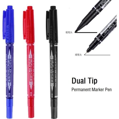 Waterproof Permanent Painting Marker Pen Kids DIY Drawing Pen Dual Tip 0.7/1.5 mm Nib Art Marker Pens Office School Supplies