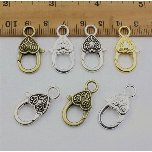 20pcs/lot Antique Silver Bronze Gold Silver Lobster Clasp Necklace Bracelet Hook bails for Jewelry Marking 25x12mm K06050