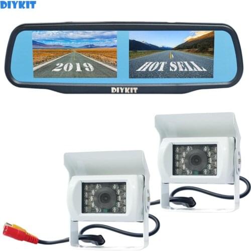DIYKIT 4.3" Rearview Car Mirror Monitor + IR Night Visioin CCD Waterproof Rear View Reverse Backup Car Truck Bus Camera