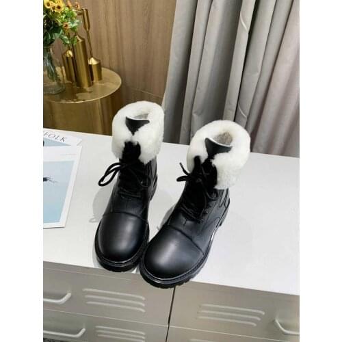 Thick Bottom Ankle Boots Women Plus Wool Wedges Lace Up Genuine Leather Female Snow Boots 2020 New Luxury Brand Chic Woman Shoes