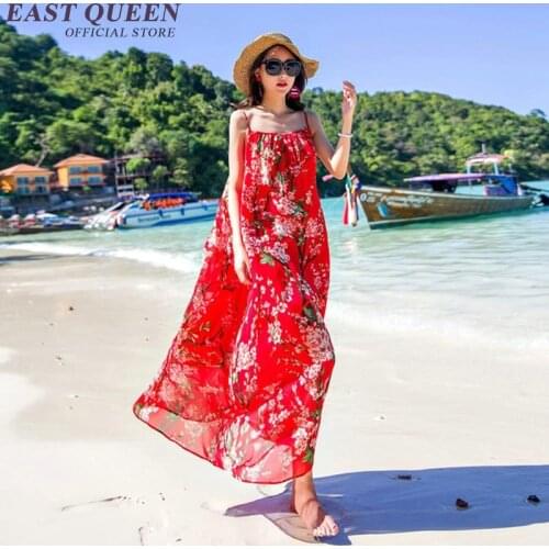 Woman summer beach long summer sundresses female summer floral beach sundresses KK248