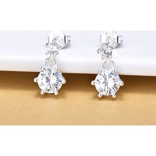 925 Sterling Silver Top AAA Cubic Zirconia Stud Earrings For Women Fashion Gifts Jewery