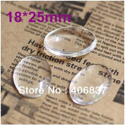 100pcs/lot, Good Quality 18X25mm Dome Oval Transparent Clear Magnifying Glass Cabochon