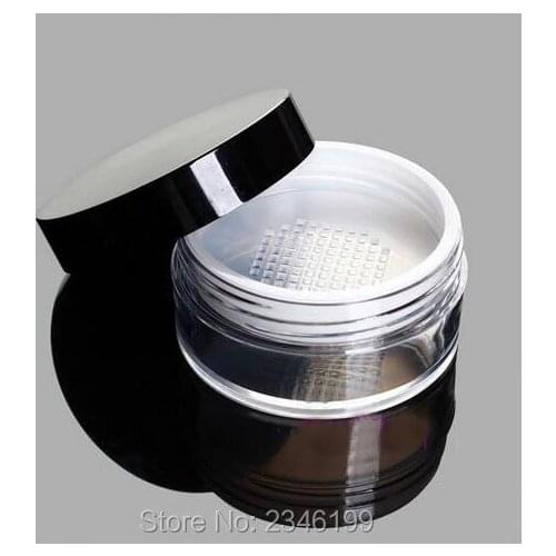 20G Plastic Round Jar with Mesh Black Cap, Cosmetic Sifter Jar, Empty Cosmetic Powder Case, 20pcs/lot