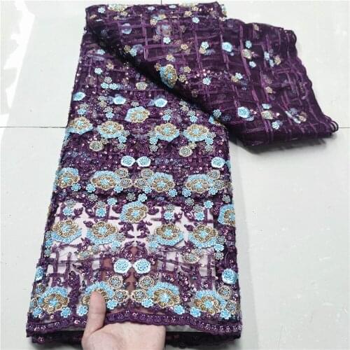 2021 high quality sequence French Nigerian sequins net lace,African tulle mesh sequence lace fabric for dress YYN133