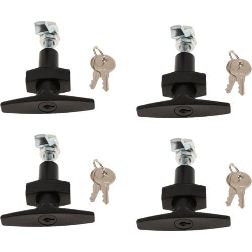 4Set Black Safe Garage Door T Handle Lock W 2 Keys for Toolbox Cabinet Truck