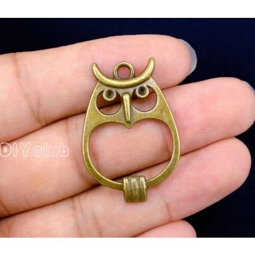 40pcs-Antique Bronze Owl Charms Pendant 34x24mm