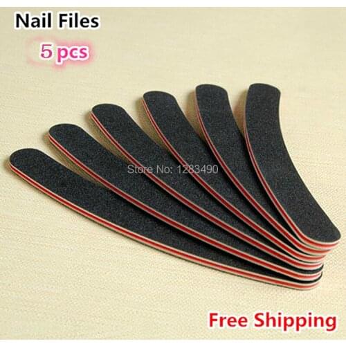 5pcs Professional Grinding Tools Black Nail Files Buffer Buckling Slim Crescent Grit Sandpaper 100/180 Nail Tools