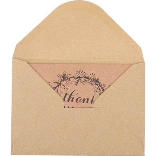 50pcs Vintage Card with Envelop Brown Recycled Wedding Party Thank You Kraft Cards Envelops