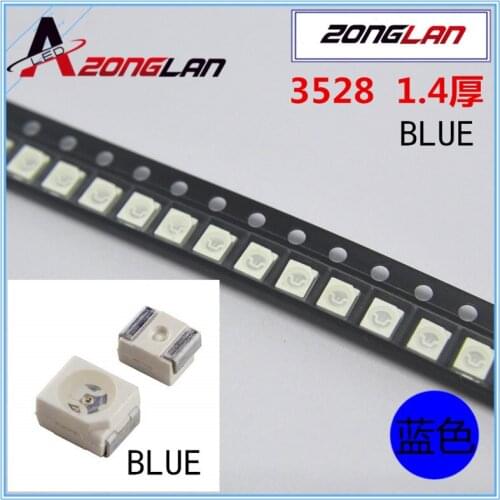 500pcs Free Shipping 1210 3528 SMD LED Ultra Bright Blue Light Diode 470-475NM 3.0-3.6V Chip led lamp high lighting