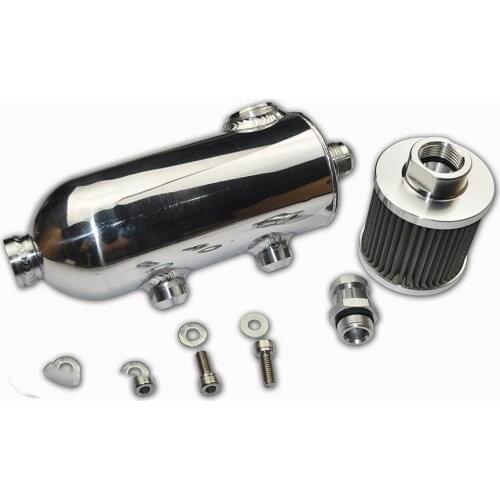 75OT_SI - Twin Inlet 750ml 25oz Polished Oil Catch Can Tank w/ Breather & Drain Tap -12 AN