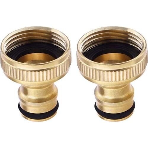 AD-2 Pack 3/4-Inch Garden Hose Tap Connector Brass Garden Hosepipe Tap Connector Threaded Faucet Adapter