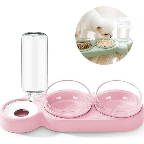 Automatic Cat Bowl Water Dispenser Dog Cat Food Bowl Food Container with Waterer Pet Feeder For Dogs Cats Drinking Pet Products