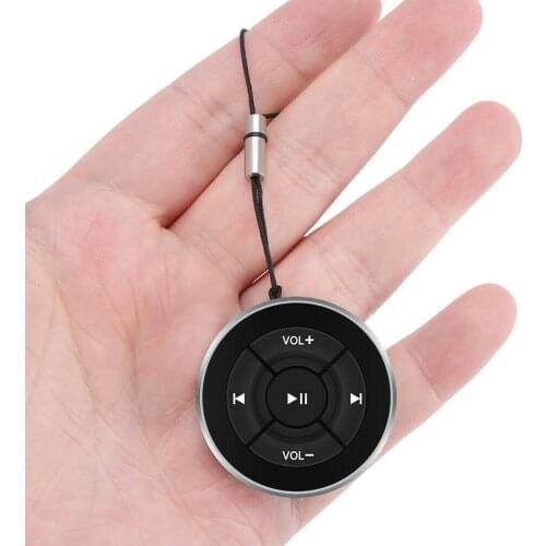 Car Wireless black Media Button Steering Wheel Mount Music Remote Control For Phone Tablet Come with a strap Bluetooth 3.0