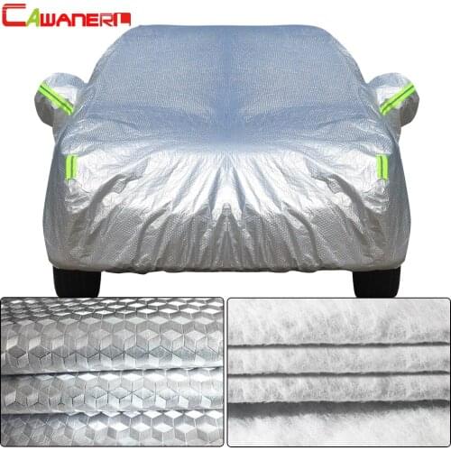Cawanerl Three Layer Thick Car Cover Waterproof Anti UV Sun Rain Snow Hail Dust Protection Surface Aluminum Foil + Inner Cotton