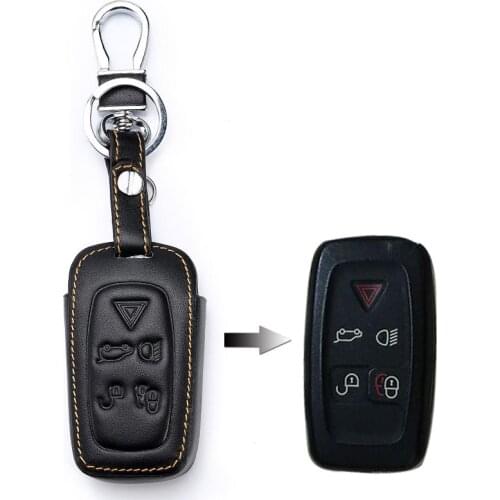 Leather Key cover Case For Car 5 Buttons For Land Rover Lr4 Lr2 Discovery Rang Rover Sport Evoque Car Key Cover