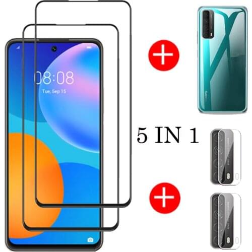 TPU case + Front Tempered Glass For Huawei P Smart 2021 Screen Protector Explosion-proof Glass For Huawei P Smart 2021 Lens Film