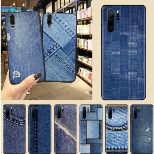 Jeans Textile Blue Cloth Phone Case Funda For Huawei P9 P10 P20 P30 Lite 2016 2017 2019 plus pro P smart