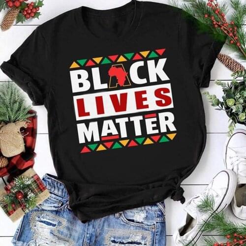 BLACK LIVES MATTER Woman Funny T Shirt Women Harajuku Tshirt Women Shrot Sleeve Cotton Loose Black White T Shirt Femme Tops