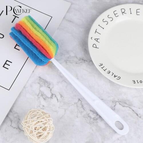Colorful Detachable Water Bottle Cup Mug Glass Washing Sponge Cleaning Brush Scrubber With Handle Cleaning Utensils Brush Glass