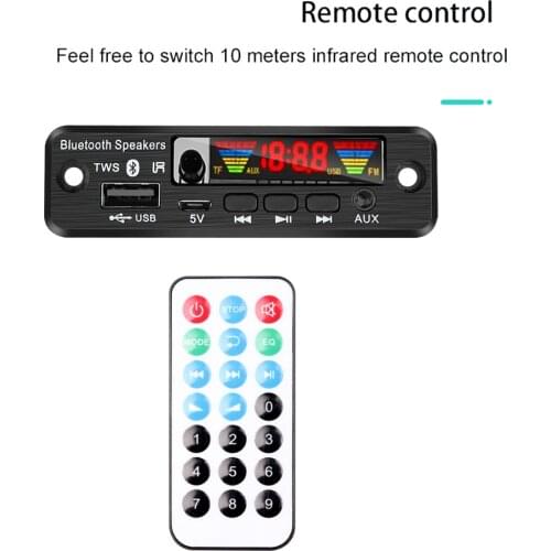 DC 5V TWS Bluetooth 5.0 MP3 Decoder Board Color Screen Handsfree Wireless FM Radio MP3 Player Support TF Card USB AUX Audio