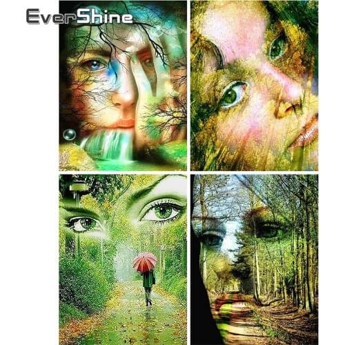 EverShine Diamond Painting 5D DIY Portrait Full Square Diamond Embroidery Woman Cross Stitch Rhinestones Mosaic Wall Decor
