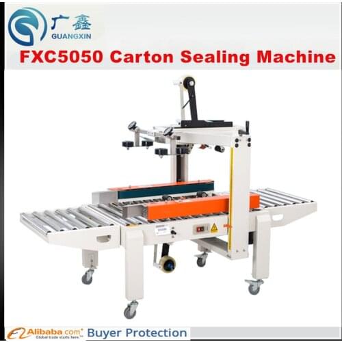 FXC5050 Semi-automatic carton Sealing machine,tape carton sealing machine,sides transmission carton sealing machine,small box