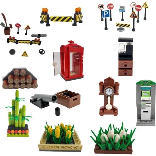 MOC City Plant Flowerpot Bamboo Carriage Safety Props Wood Compatible With Classic Childrens Toy Sets Educational Toys