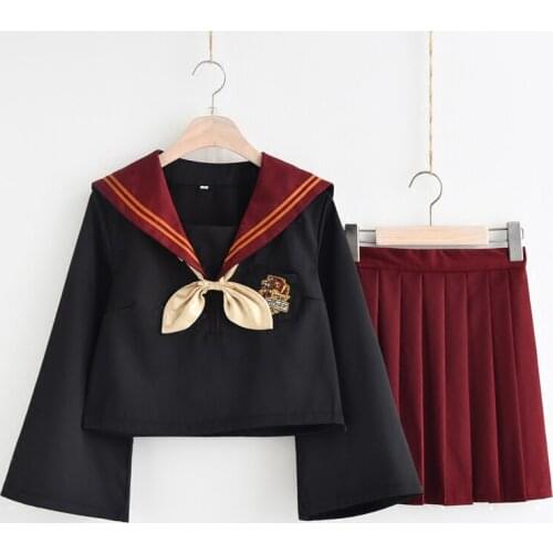 Spring Autumn Long sleeve JK Japanese School uniform fashion school class red suit Girl student school uniforms for Cosplay