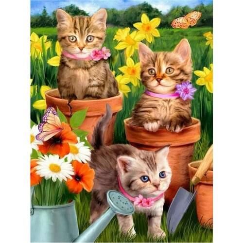 DIY 5D full square diamond painting cross stitch chrysanthemum wall painting diamond embroidery Cat and flower home decor mosaic