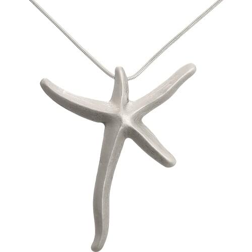 Fashion Alloy Starfish Pendant Necklace Long Chain For Women Silver Color Jewelry Best Party Gift