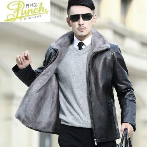 Natural Mink Fur Real Genuine Leather Jacket Men Goatskin Winter Coat for Mens Clothing Casaco A17DN6267 YY797