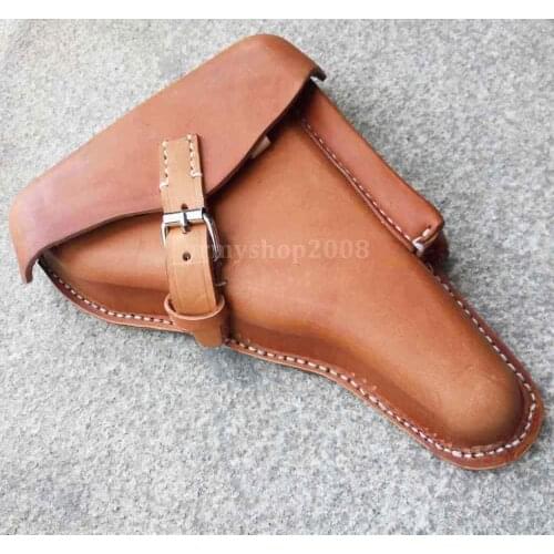 WWII WW2 GERMAN ELITE OFFICER BROWN LEATHER LUGER P08 HARDSHELL HOLSTER REPRO World military Store